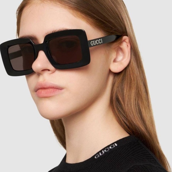 NEW GG1718S 001 GUCCI BLACK GREY SQUARE WOMEN GUCCI SUNGLASSES - Picture 5 of 5